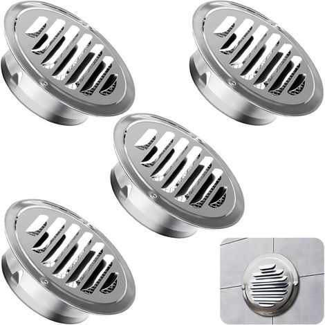 4-teiliges rundes Lüftungsgitter-Set, 100 mm Edelstahl-Lüftungsgitter, rundes Lüftungsgitter mit Insektenschutzgitter, für Küche, Bad, Garage (1/4)