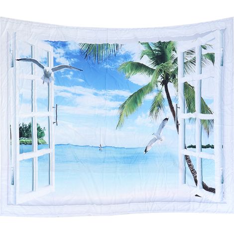 Tenture murale paysage de plage 6,6x4,9 pi en fibre de polyester, décoration pour chambre, salon, salle à manger (1/5)