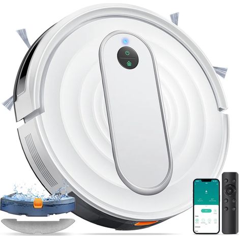 Laresar P10 Staubsauger Roboter, 4500Pa Saugroboter mit Wischfunktion, verbunden mit WLAN/Alexa/App, ideal für Tierhaare/Teppiche/Hartböden (1/5)