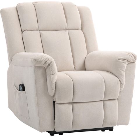 Fauteuil relax et chauffant électrique, fauteuil inclinable, dossier manuel, 85x91x104cm, beige