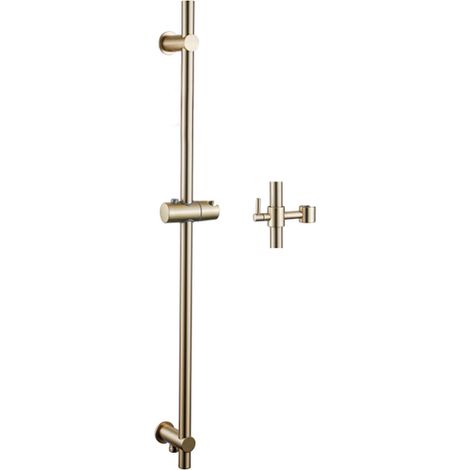 Fortifura Calvi Barre de douche - 90cm - avec coude mural intégré - Laiton brossé