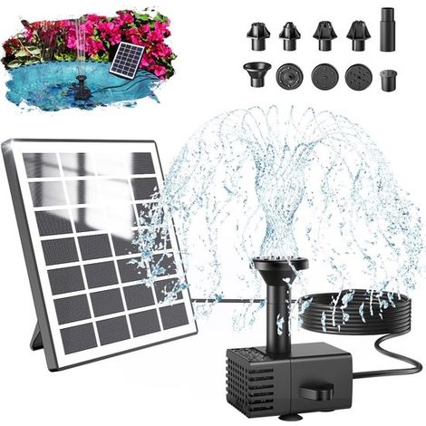 Solar-Gartenbrunnen klein verbesserte Ausführung aus Glas mit Solar-Teichpumpe 3 m Kabel und 10 Solardüsen Gartenteichbrunnen Brunnen Vogeltränke