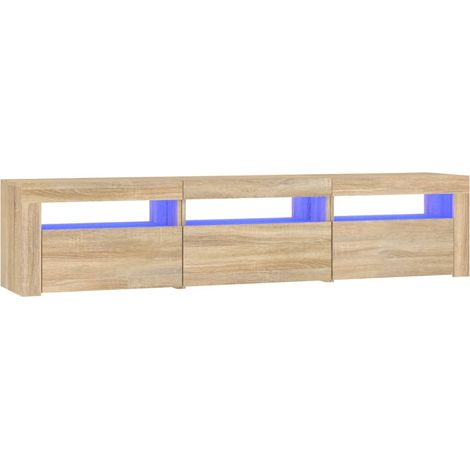 Porta TV multimediale scaffale per televisione televisore buffet sala da pranzo soggiorno camera da letto con luci a LED rovere Sonoma 180 x 35 x 40 cm marrone 020026765