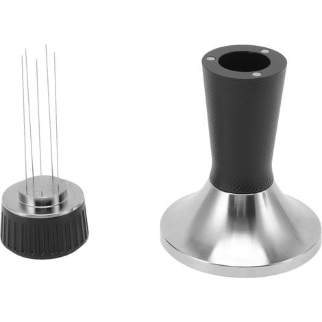 Tampon et Aiguille de Distribution pour Café, Set 2 en 1 Acier Inoxydable 58,3mm Noir (1/5)