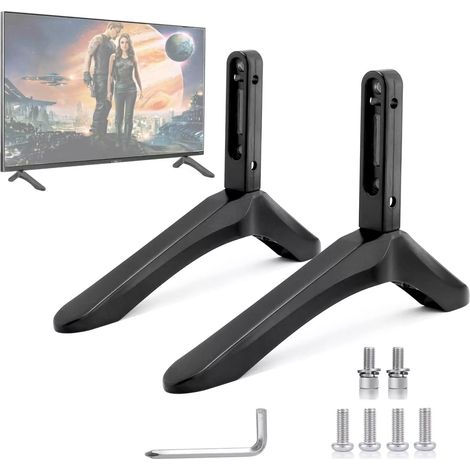Support TV - Acier Robuste - Hauteur Réglable - Pour Écrans 32 À 65 Pouces - Base Élargie - 1 Pièce (1/5)
