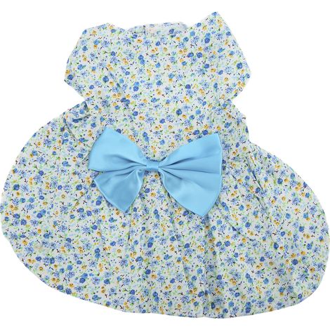 Petite robe pour animaux de compagnie, mignonne, respirante, douce, motif floral, jupe de princesse avec nœud papillon pour chiot, lapin, bleu, L (1/5)