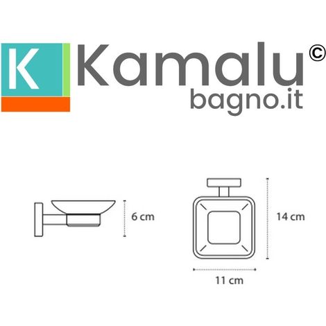 Portasapone bagno in acciaio satinato e vetro installazione a muro CLODE-S Kamalu