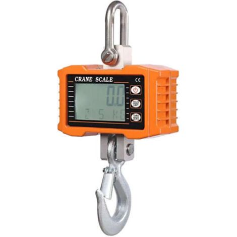 1000KG Balance électronique à crochet LCD rétroéclairé Affichage numérique kg/lbs Changement d'unité Maintien des données Tare Zéro clair Orange (sans pile),dyk. (1/4)