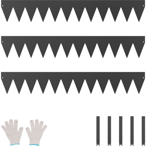 VEVOR Bordatura in Acciaio Metallo Antiruggine per Giardino, Bordatura Pieghevole per Prato Resistente, Facile da Installare, Divisorio Aiuole Cortile, Nero 3 Pezzi 1016 x 152 x 1,5 mm