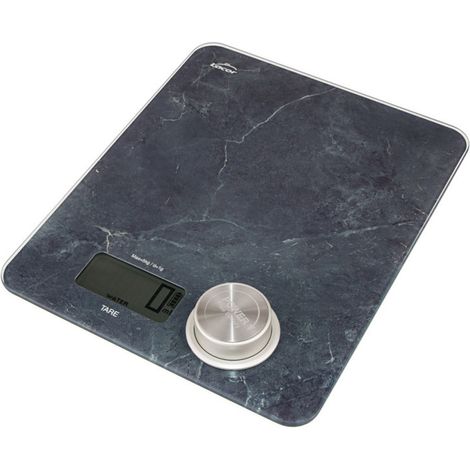 Bascula de Cocina 5 Kg Peso de Cocina Digital Bascula de Cocina de Cristal Efecto Marmol Peso Alimentos 19x23,5x3,5 cm (1/5)