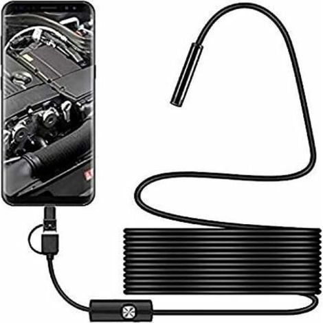 Caméra d'inspection de serpent USB, endoscope USB C étanche 2.0 MP IP67, caméra de type C avec 8 lumières LED réglables pour Android, PC