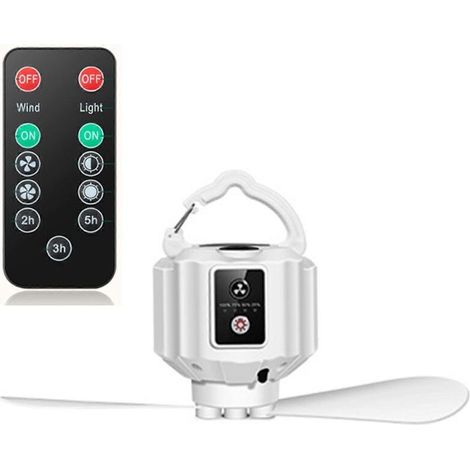 Ventilateur de plafond avec télécommande, batterie 5200/10400 mAh, port USB-C et LED intégrée – Modèle standard blanc (1/5)