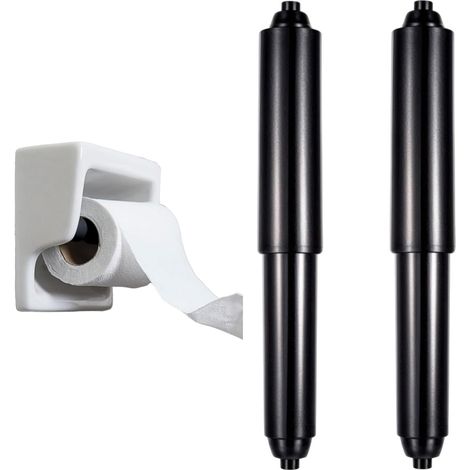 Lot de 2 rouleaux de support de papier toilette, tige à ressort pour papier toilette, insert de rechange pour salle de bain (noir) (1/5)