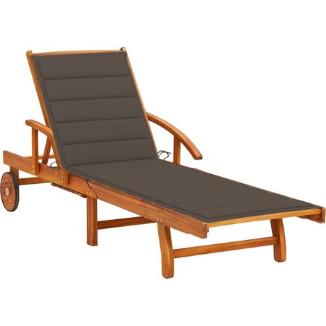 Chaise longue de jardin avec coussin Bois d'acacia solide