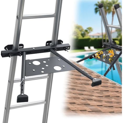 Stabilisateur d'échelle pour gouttière - Stabilisateur d'échelle réglable avec pieds réglables de 51 à 75 cm - Entretoise antidérapante avec porte-outils intégré - Supporte jusqu'à 145 kg (1/5)