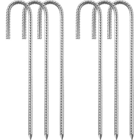 (8 mm x 30 cm) Piquets de tente en acier set de 6 Kit de fixation de trampoline en J galvanisé Tente de trampoline Tente de camping Balançoire Toile de trampoline (1/5)