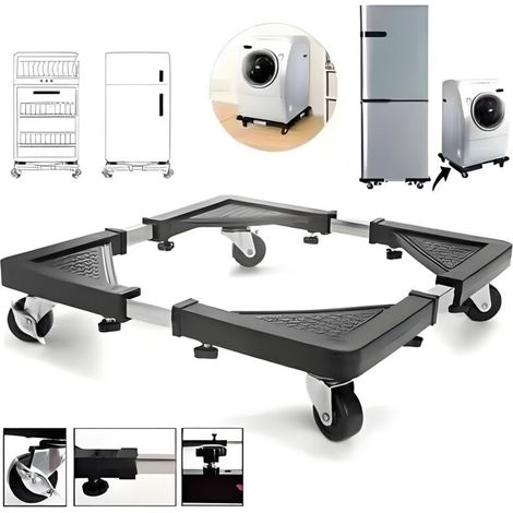 Support Machine à Laver à Roulettes Réglable – Socle Mobile avec Roues Freinées pour Électroménager (1/5)