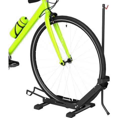 Porte-vélos réglable avec tube de support, acier et plastique, 75 x 41 x 71-81 cm, noir (1/5)