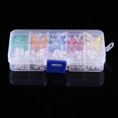 Kit de 200 diodes électroluminescentes (LED) de 5 mm, couleurs jaune, rouge, bleu, vert et orange. (1/5)