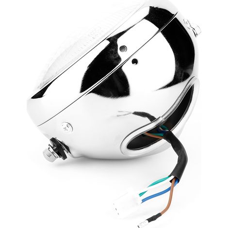 Universeller Retro-Motorradscheinwerfer mit silbernem Gehäuse und weißer Linse für GN125 (1/5)