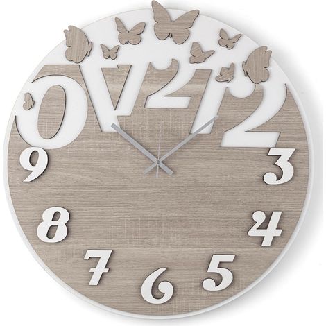 Orologio rotondo moderno D30 BUTTERFLY in legno laminato BRC