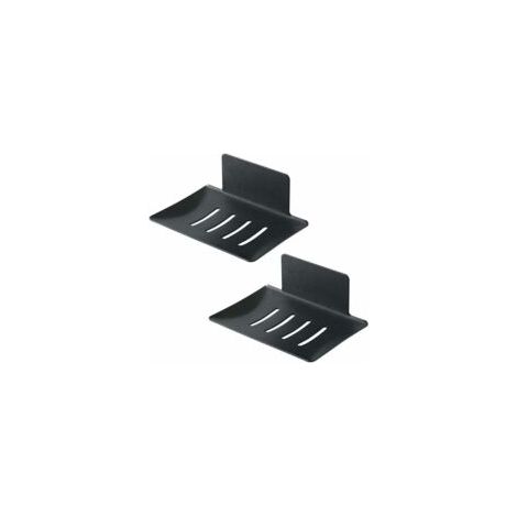 Jabonera ZVD, 2 unidades, soporte adhesivo de pared de acero inoxidable para jabón y esponja, bandeja de almacenamiento duradera para baño y cocina, no requiere perforación, color negro - Crezuo (1/4)