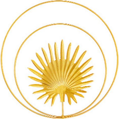 Décoration Murale Ronde Luxe Feuille Dorée Lumineuse pour Salon Double Cercle Feuille de Palmier (1/5)