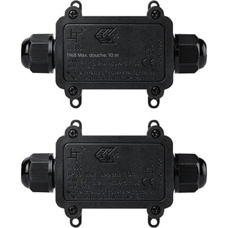 Caja De Conexión Caja De Empalme - IP68 - Negro - 125,23x38,68x44,96 mm - Estanca Agua Y Polvo - Para Instalaciones Eléctricas Y Exterior - 2 Unidades (1/5)