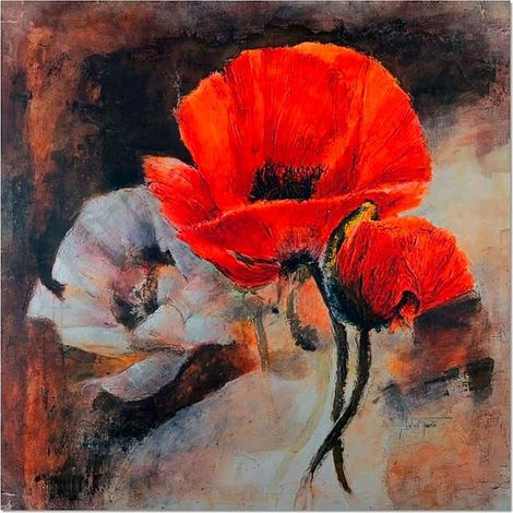 Tableau coquelicots encore la vie - 40 x 40 cm (1/3)