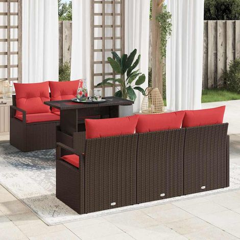 Set Divano da Giardino con cuscino 6 pcs Marrone Poly Rattan vidaXL (1/5)