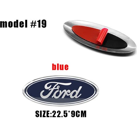(Modèle 19 22,5 x 9 cm) - Convient pour : Logo de calandre avant, logo de capot, emblème autocollant bleu, accessoires automobiles. Convient pour : Focus mk2 mk3, Fiesta F150 F250, Ranger, Mondeo mk4 (1/5)