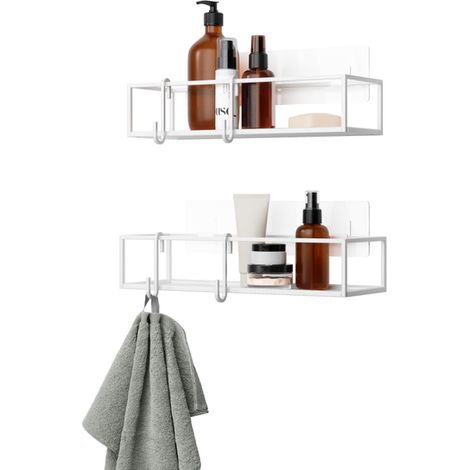 CUBIKO - Lot de 2 étagères de douche, Blanc, Set of Two (1/5)