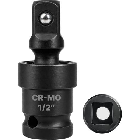 Cardan A Choc 1/2 pouces 12.5 mm Rotation À 360 degres Degrés Cr-Mo Steel Pour Clé À Choc Ou Cliquet Embouts Outils, Douille Cardan (1/2) (1/4)