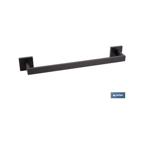 Toallero negro mate de acero con diseño cuadrado Gama Faial 45 x 8 x 5,5 cm (1/4)