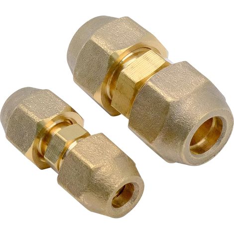 Laiton Liaison Frigorifique, Double Mamelon Raccord de Tuyau en Cuivre AC Sans Soudure, Outils de Raccord Climatisation avec Écrou de Raccordement, Pour Rallonge Tube Climatisation Tuyau Clim (1/5)