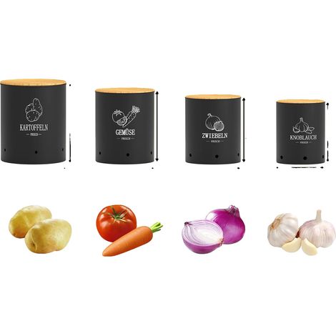 Caja de almacenamiento, diseño apilable, tapas ventiladas, color negro, 4 piezas. (1/2)