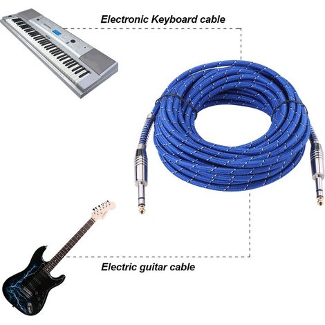 Câble audio stéréo 6,35mm mâle-mâle pour guitare électrique et table de mixage 10 mètres (1/2)