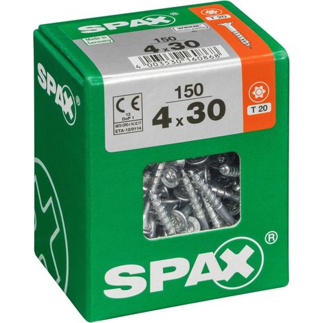 Spax – Vis polyvalente 4 x 30 mm – Lot de 150 unités – Filetage partiel – Tête fraisée – Pour bois dur – Vissage rapide en série (1/6)