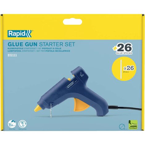 RAPID - EG111 + 500g de colle - Pistolet à colle pour colle Ø12mm, petite réparation, décoration et loisirs créatifs et travaux domestiques - Emballage Carton FSC - (5001710)