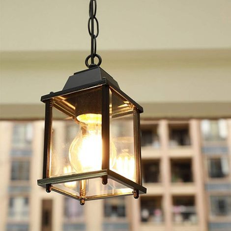 Industrielle Vintage-Pendelleuchte, E27-Fassung, Schwarz, Wasserdichter Außenleuchter, Außenbeleuchtung für Gärten, Flure, Veranden (1/5)