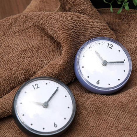 Wasserdichte Wanduhr mit Saugnapf für Bad und Küche, Duschuhr-Dekoration-Blue