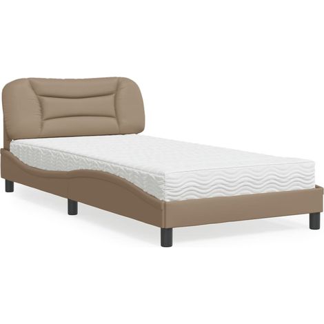 Cama con colchón Hvar cuero sintético capuchino 100x200 cm vidaXL (1/5)