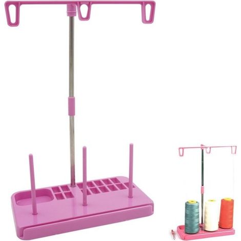 Porta-spolina per macchina da cucire, porta-spolina per macchine da cucire domestiche per 3 spoline, previene gli inceppamenti del filo, rosa, 20,7 × 11,5 × 30,7 (1/5)
