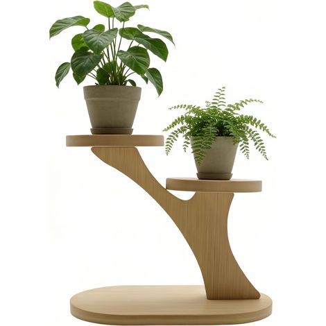 Small Wooden Plant Shelf, 2 Tier Display Stand, Versatile Plant Stand for Home, Office and Garden Decoration (2 Tier) (1/5)