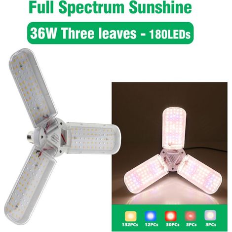 Lampe de culture pliable à LED 36 W avec tête d'éclairage E27 suspendue de 4 m, adaptée aux plantes d'intérieur, serre, culture hydroponique