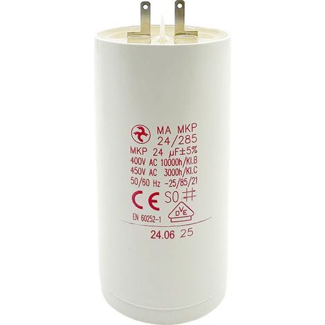 Condensateur 24µF - Ø40x78mm - pour moteur de volet roulant Cosses 2.8 mm - Somfy 203648A (1/5)
