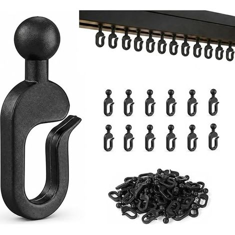 Pergola Curtain Hooks, 42.5 x 15 mm, Clips Rings without Tools, Smooth Sliding Rail for Curtains, Gazebos, Outdoor Mosquito Net Heavy Duty