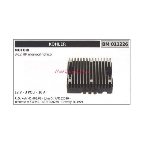 Regolatore di tensione KOHLER motore 8-12 HP monocilindrico 12 V 3 poli 011226