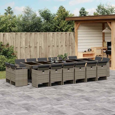 Gartenmöbelset 17 Teile mit Kissen aus geflochtener Rattan (1/5)