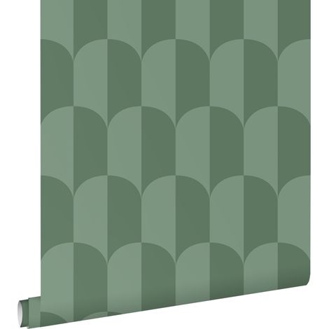 papier peint art déco vert grisé  - ESTAhome (1/5)